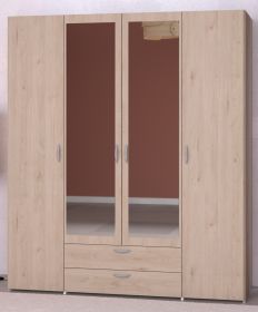 Kleiderschrank Enjour in Jackson Eiche Dreht�renschrank 4-t�rig mit Spiegel 160 x 185 cm