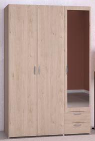 Kleiderschrank Enjour in Jackson Eiche Dreht�renschrank 3-t�rig mit Spiegel 120 x 185 cm