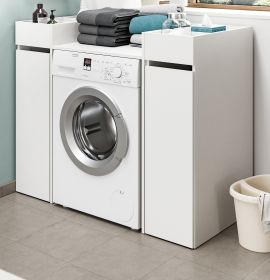 Waschmaschinenumbau Set Flexy in wei� 3-teilig �berbauschrank und 2 x Anstellregal