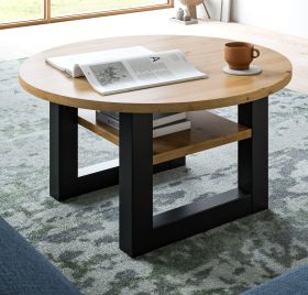 Couchtisch Eldon in Artisan Eiche und grau Beistelltisch rund � 75 cm