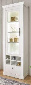 Vitrine Fiastra in wei� Pinie Landhaus Vitrinenschrank 70 x 201 cm, Soft-Close-Funktion