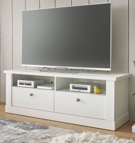 TV-Lowboard Fiastra in wei� Pinie Landhaus TV Unterteil 132 cm, Soft-Close-Funktion