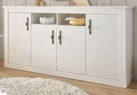 Sideboard Fiastra in wei� Pinie Landhaus Kommode 201 cm, Soft-Close-Funktion