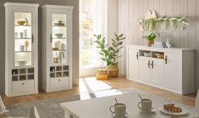 Wohn- und Esszimmer Set 3-teilig Fiastra in wei� Pinie Landhaus, Soft-Close-Funktion