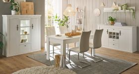 Esszimmer Set 4-teilig Fiastra in wei� Pinie Landhaus, Soft-Close-Funktion
