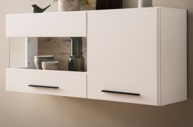 H�ngevitrine Lavell in wei� matt und Evoke Eiche Vitrine h�ngend 120 cm, Soft-Close-Funktion