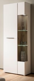 Vitrine Lavell in wei� matt und Evoke Eiche Vitrinenschrank 72 x 200 cm, Soft-Close-Funktion