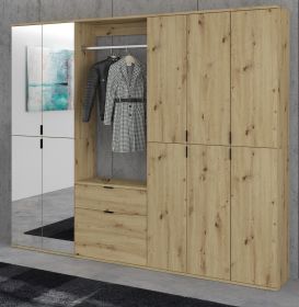 Garderobe Set Line-Up in Artisan Eiche Garderobenschrank mit Spiegel 213 x 193 cm