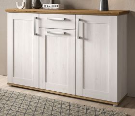 Sideboard Mirano in wei� L�rche und Eiche Artisan Landhaus Kommode 137 cm