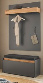 Garderobe Set 3-teilig Center in grau matt und Wotan Eiche Garderobenkombination 100 x 200 cm
