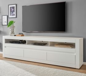 TV-Lowboard Derby in wei� matt und Evoke Eiche TV-Unterteil 217 cm, Soft-Close-Funktion