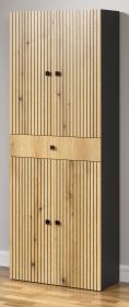 Badezimmer Hochschrank Feliz in Evoke Eiche und grau Badschrank 70 x 186 cm