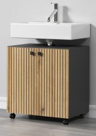 Waschbeckenunterschrank Feliz in Evoke Eiche und grau Badschrank 60 cm