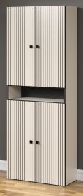 Badezimmer Hochschrank Feliz in Kaschmir Grau Leistenoptik, Badschrank 70 x 186 cm
