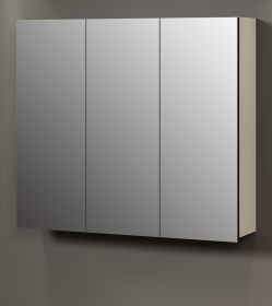 Badezimmer Spiegelschrank Feliz in Kaschmir Grau, Badschrank 3-t�rig 90 x 80 cm