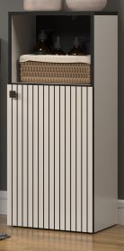 Badezimmer Kommode Feliz in Kaschmir Grau mit Leistenoptik, Badschrank 40 x 95 cm