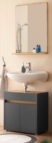 Badm�bel Set 2-teilig Center in grau matt und Wotan Eiche Badkombination 60 cm