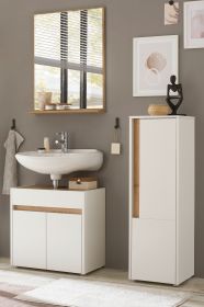 Badm�bel Set 3-teilig Center in wei� und Wotan Eiche Badkombination 114 cm