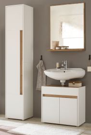 Badm�bel Set 3-teilig Center in wei� und Wotan Eiche Badkombination 114 cm