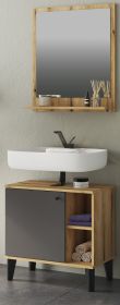 Badm�bel Set 2-teilig Torsby in grau und Evoke Eiche Badkombination 60 cm