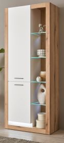 Vitrine Rivian in wei� matt und Evoke Eiche Vitrinenschrank 80 x 195 cm