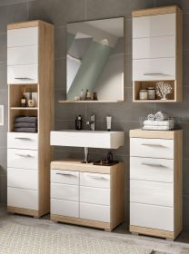 Badm�bel Set 5-teilig Mambo in wei� Hochglanz und Sonoma Eiche Badkombination 164 x 191 cm