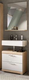 Badm�bel Set 2-teilig Mambo in wei� Hochglanz und Sonoma Eiche Badkombination 60 x 191 cm