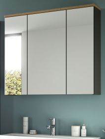 Badezimmer Spiegelschrank Cooper in Artisan Eiche und grau Badschrank 3-t�rig 80 cm, Soft-Close