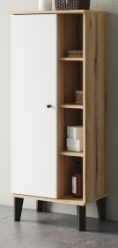 Badezimmer Midischrank Torsby in wei� und Evoke Eiche Badm�bel Kommode 51 x 128 cm