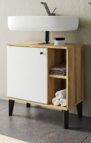 Waschbeckenunterschrank Torsby in wei� und Evoke Eiche Badezimmer Unterschrank 60 cm
