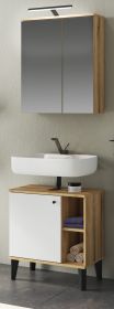 Badm�bel Set 2-teilig Torsby in wei� und Evoke Eiche Badkombination 60 cm