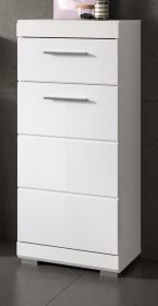 Badezimmer Kommode Shawn in wei� Hochglanz Badschrank 37 x 88 cm