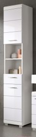 Badezimmer Hochschrank Shawn in wei� Hochglanz Badschrank 37 x 191 cm