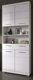 Badezimmer Hochschrank Shawn in wei� Hochglanz Badschrank 74 x 191 cm