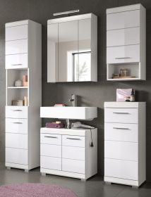 Badm�bel Set 5-teilig Shawn in wei� Hochglanz Badkombination 164 x 191 cm