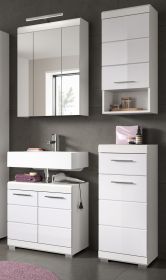 Badm�bel Set 4-teilig Shawn in wei� Hochglanz Badkombination 112 x 191 cm