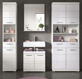 Badm�bel Set 4-teilig Shawn in wei� Hochglanz Badkombination 200 x 191 cm
