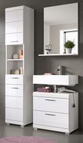 Badm�bel Set 3-teilig Shawn in wei� Hochglanz Badkombination 112 x 191 cm