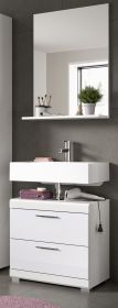 Badm�bel Set 2-teilig Shawn in wei� Hochglanz Badkombination 60 x 191 cm