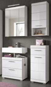 Badm�bel Set 4-teilig Shawn in wei� Hochglanz Badkombination 112 x 191 cm