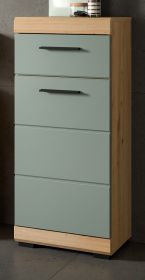 Badezimmer Kommode Shawn in Salbei gr�n und Artisan Eiche Badschrank 37 x 88 cm