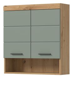 Badezimmer H�ngeschrank Shawn in Salbei und Artisan Eiche Badschrank h�ngend 74 x 79 cm