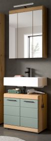 Badm�bel Set 2-teilig Shawn in Salbei und Artisan Eiche Badkombination 60 x 191 cm