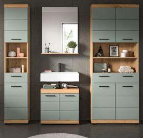Badm�bel Set 4-teilig Shawn in Salbei und Artisan Eiche Badkombination 200 x 191 cm