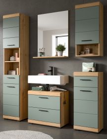 Badm�bel Set 5-teilig Shawn in Salbei und Artisan Eiche Badkombination 164 x 191 cm