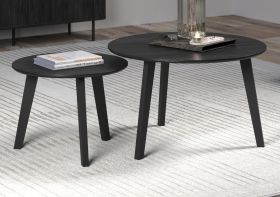Couchtisch 2er Set Torus in Esche schwarz 2x Beistelltisch rund