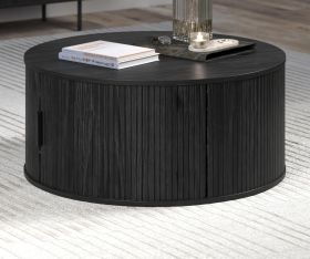 Couchtisch Torus in Esche schwarz Beistelltisch rund 80 cm