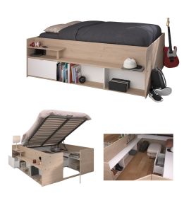Parisot Stauraumbett Travel in Eiche Jackson und wei� Hochbett Liegefl�che 140 x 200 cm