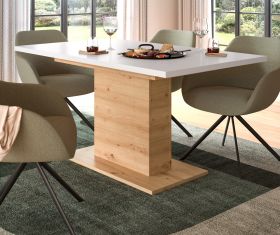 Esstisch Home-X in wei� und Artisan Eiche Tisch ausziehbar 150 - 190 cm