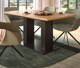 Esstisch Home-X in Artisan Eiche und grau Tisch ausziehbar 150 - 190 cm